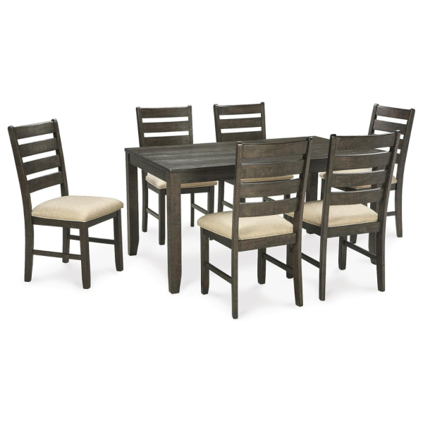Signature Design By Ashley Rokane 20″ Dining Room Table Set With 6 Upholstered Chairs For Discount