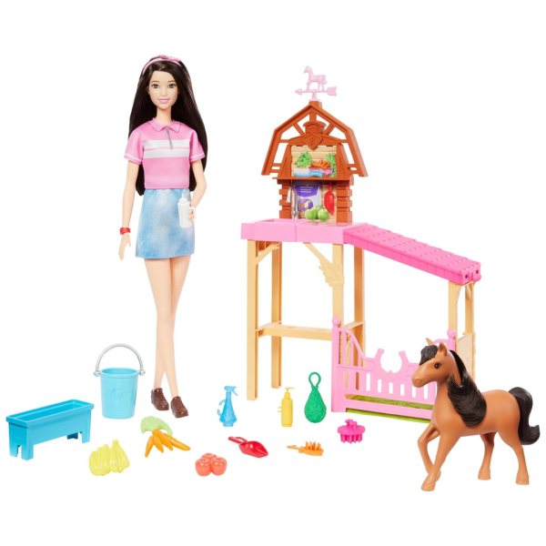 Barbie Toy Stable Playset With Fashion Doll & & 10+ Accessories For Cheap