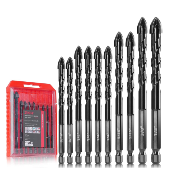 10-Piece ZKH 3 16  to 1 2  Masonry Drill Bit Set Supply