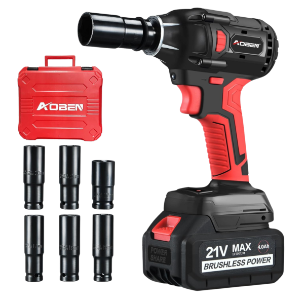 Aoben 21V Cordless Impact Wrench W  6-Pcs Driver Sockets For Sale