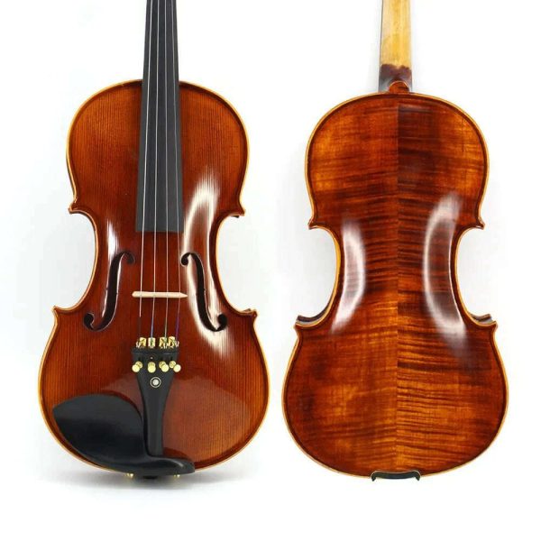 TONGLING Handmade Advanced Violin Oil Varnish Nature Flamed Maple Violin 4 4 Spruce Plate Ebony Parts with Bow Case Tuner For Sale